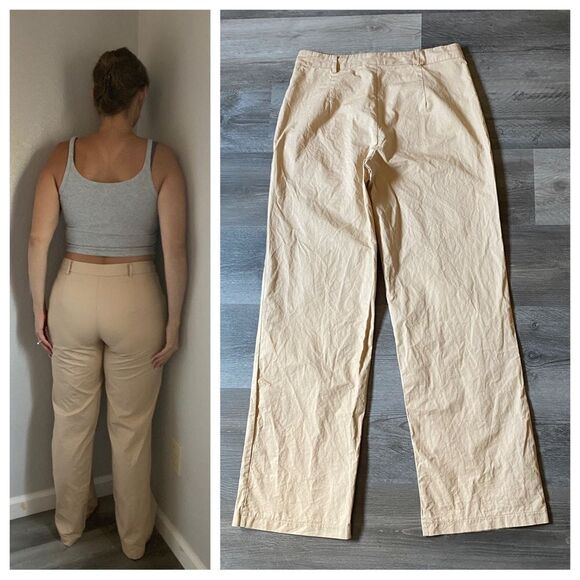 Princess Polly High Rise Pants US 8 Minimalist Neutral Tan - Picture 5 of 11